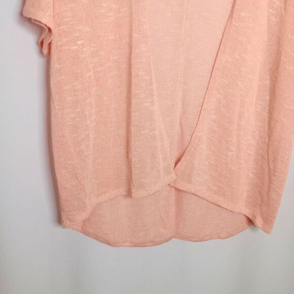 ⭐ Mudd Womens Short Dolman Sleeve Open Knit Cardigan Sweater Peach Oversized Med - Picture 4 of 7